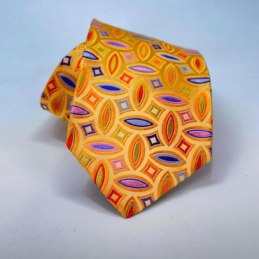 Robert Talbott Handsewn Vintage Silk Tie With Bold Geometric Pattern Black Label